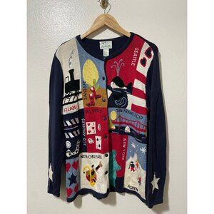 Vintage Quacker Factory Rare Women's USA Seattle Atlanta‎ Sweater Size Medium